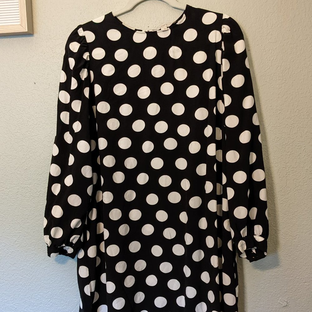 Loft Dotted Balloon Sleeve Swing Dress